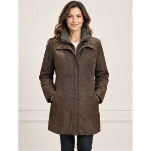 Vintage Jones New York women's brown casual double closure quilted coat winter M